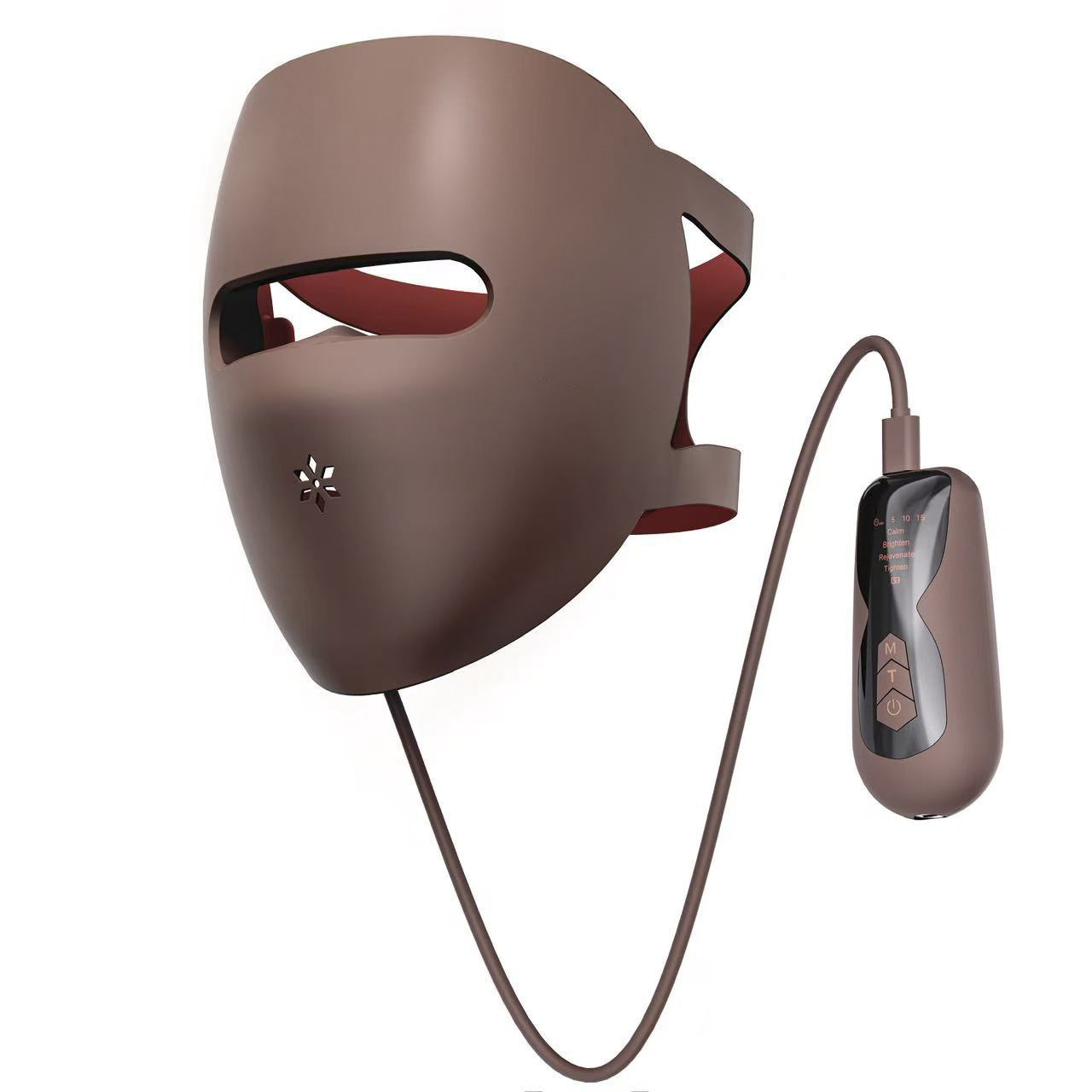 Brown color light LED face mask with a wired controller