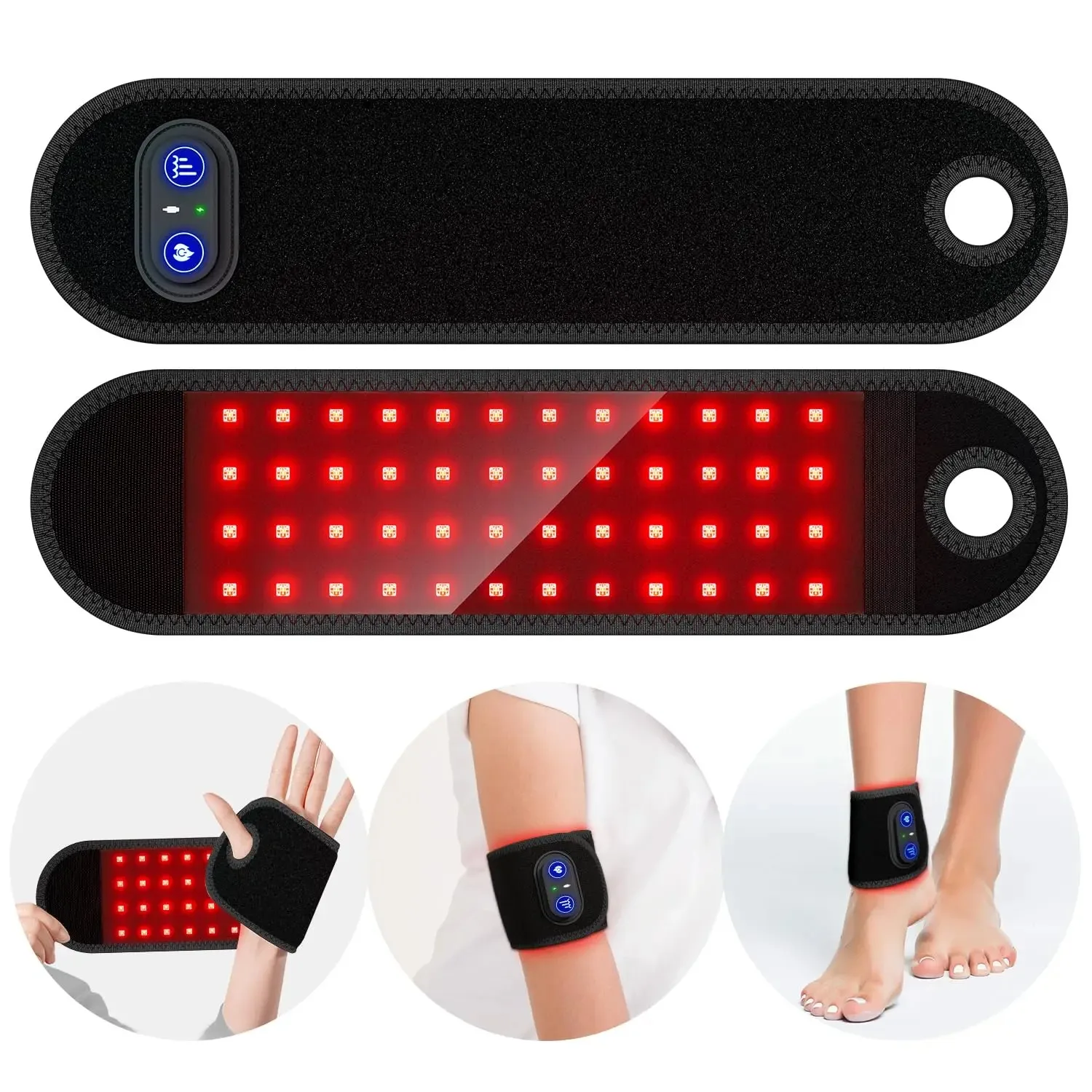 Red light therapy wristband wearable recovery device on wrist