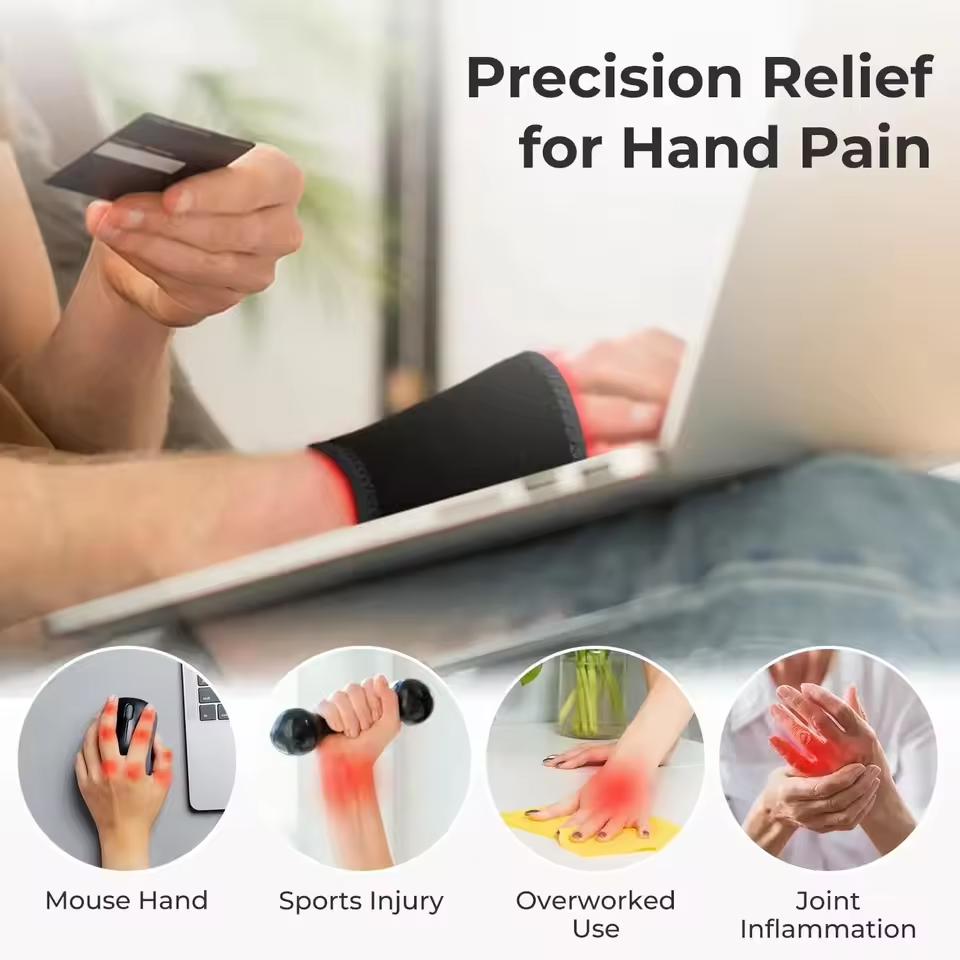 Red light therapy wristband wearable recovery device on wrist